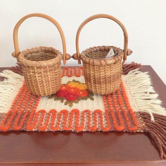 Other - Two wicker candle holders with handle